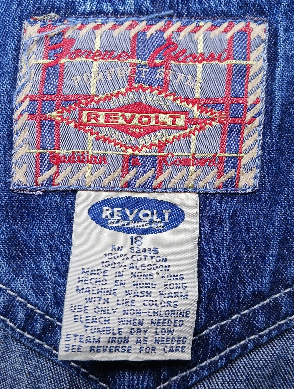 Vintage Revolt Clothing Womens Denim Bib Overalls 18 Dark Blue 40X32 Carpenter - Picture 7 of 11